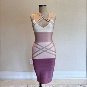bebe Pink and Purple Striped Midi Dress